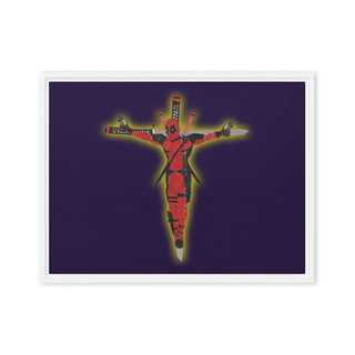 a picture of a crucifix on a purple background