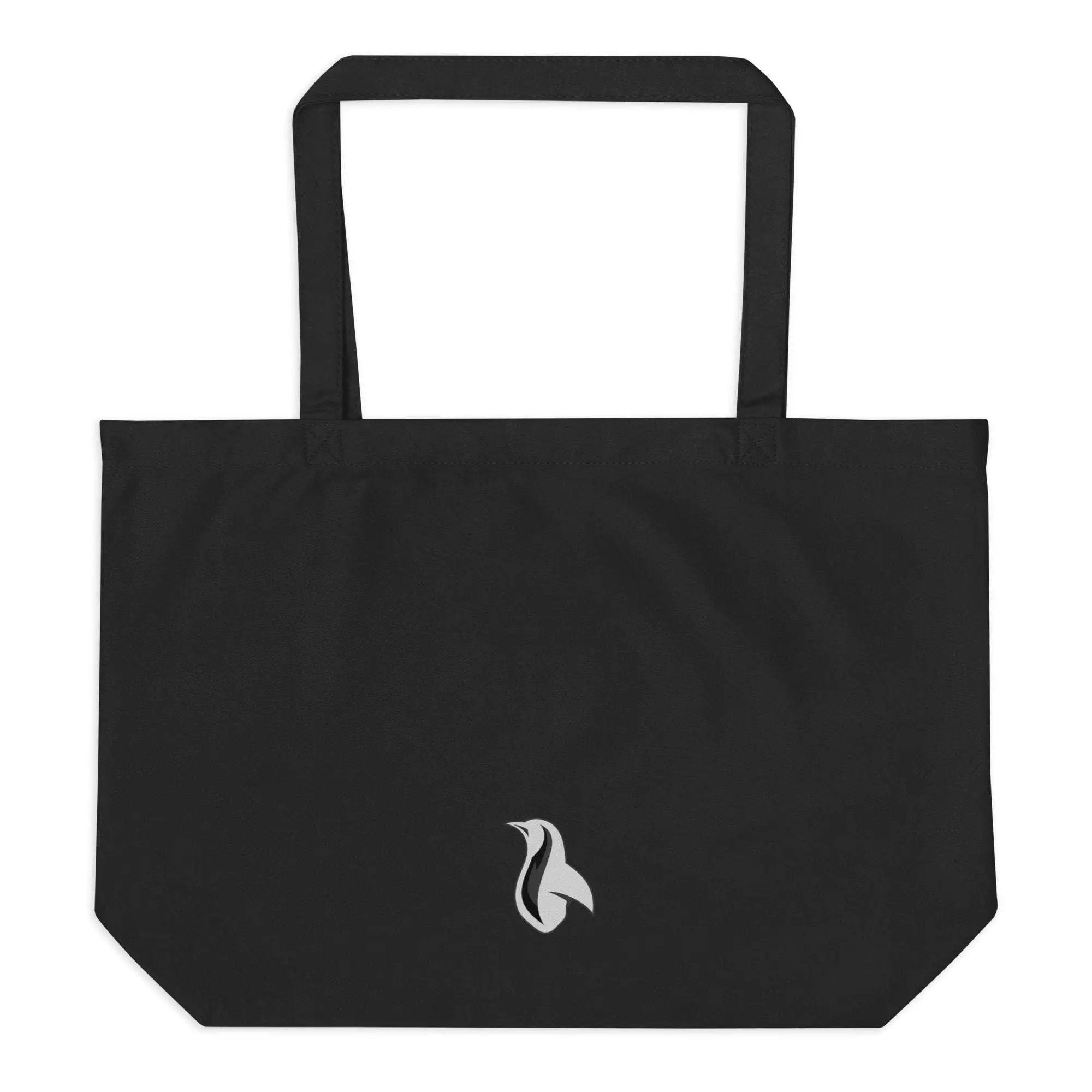 a black bag with a white logo on it