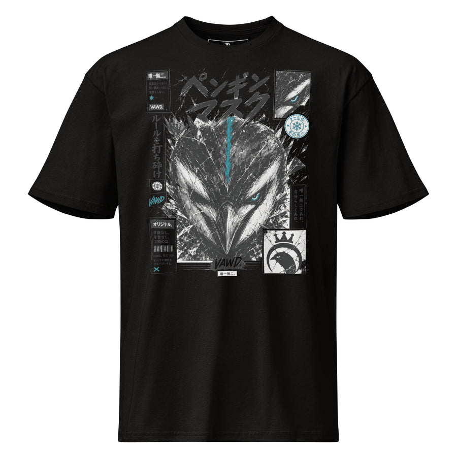 Penguin Mask Manga Inspired Men's Premium Short Sleeve Graphic Tee with Penguin Art