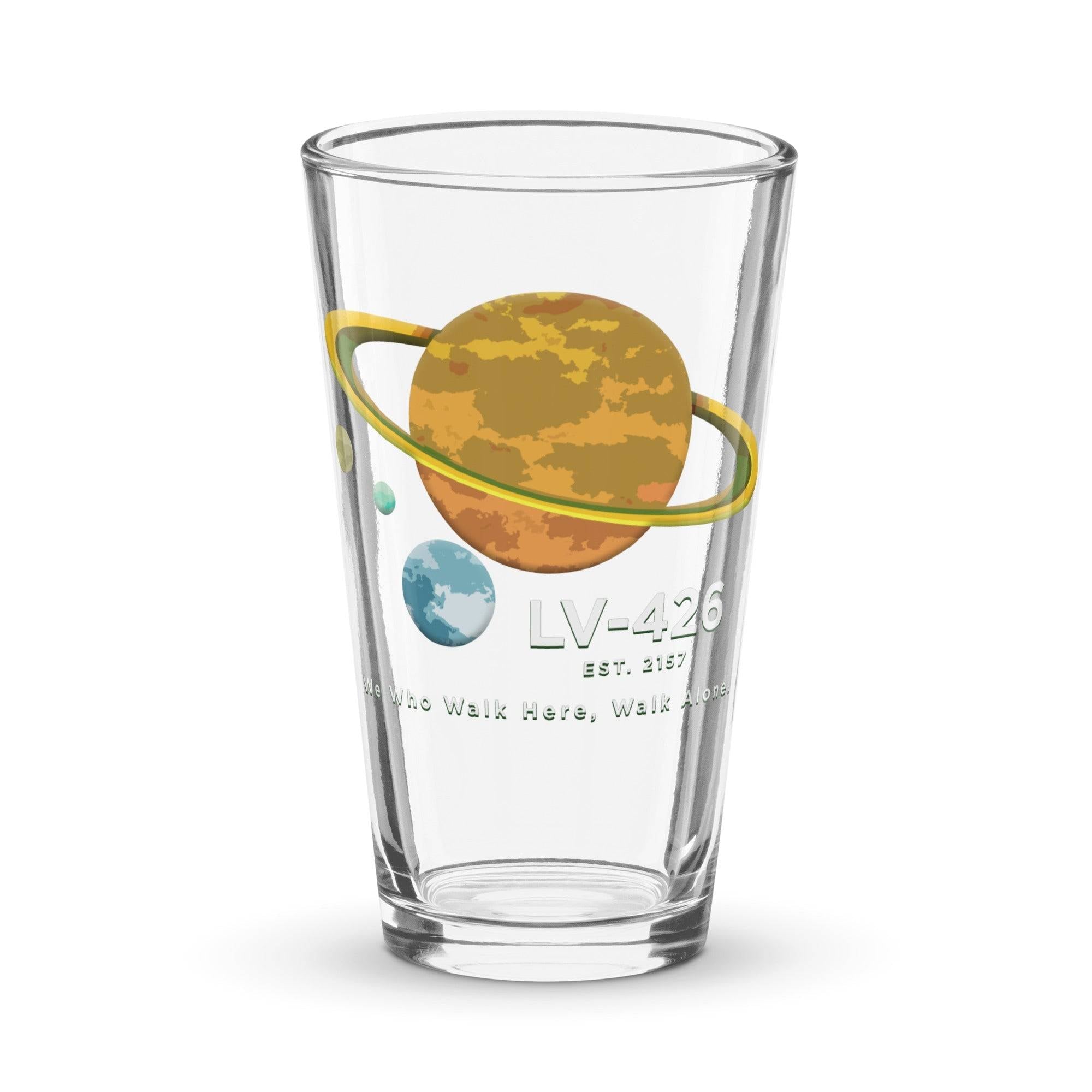 a glass with a picture of the planets on it