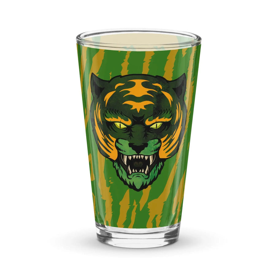 MOTU Inspired Green and Orange Tiger Shaker pint glass