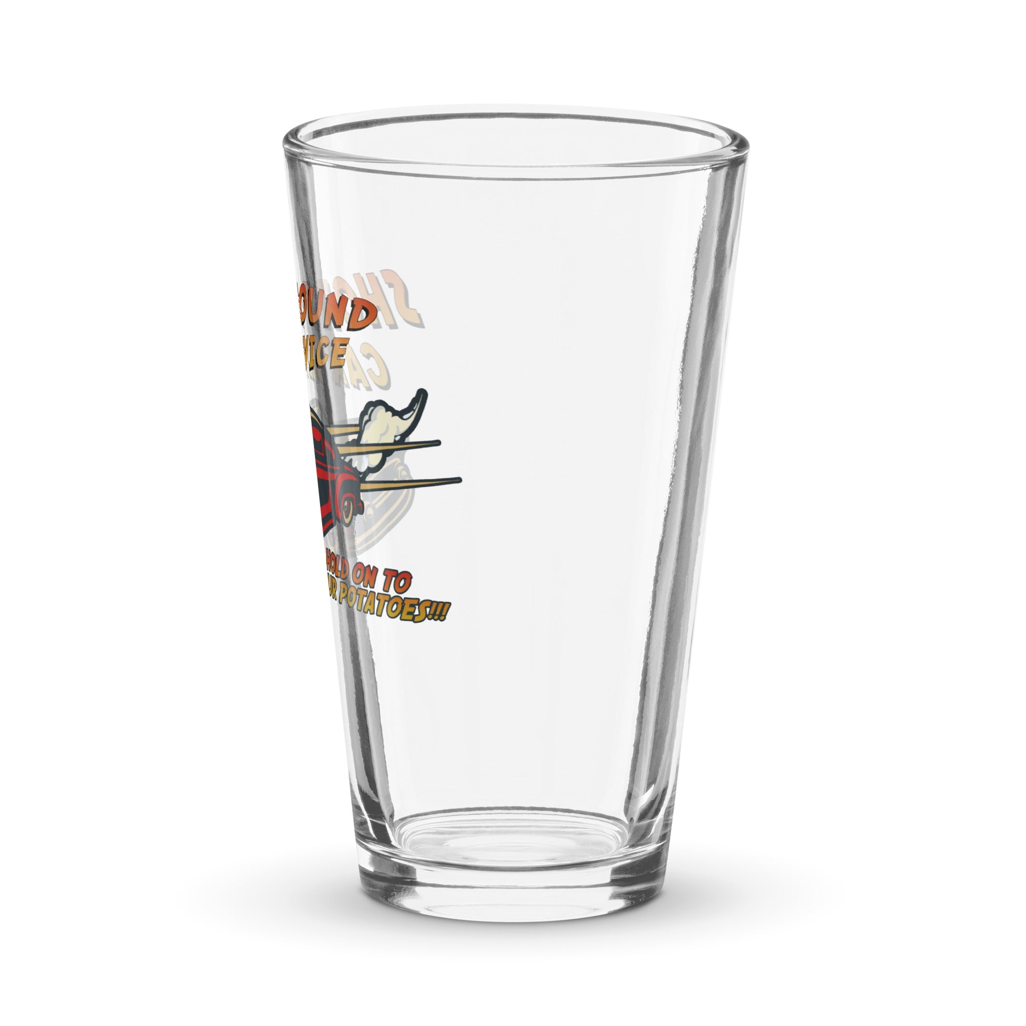 a shot glass with the words, short - round air service on it