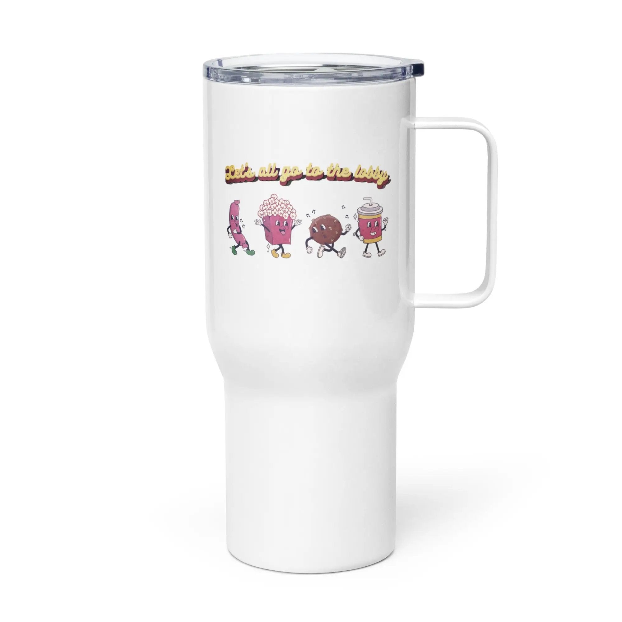 a white travel mug with the words happy birthday on it