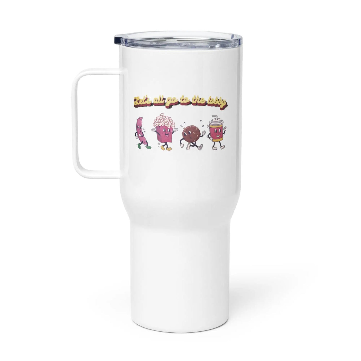 a white travel mug with the words happy birthday on it