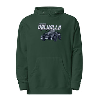 a green hoodie with a picture of a truck on it