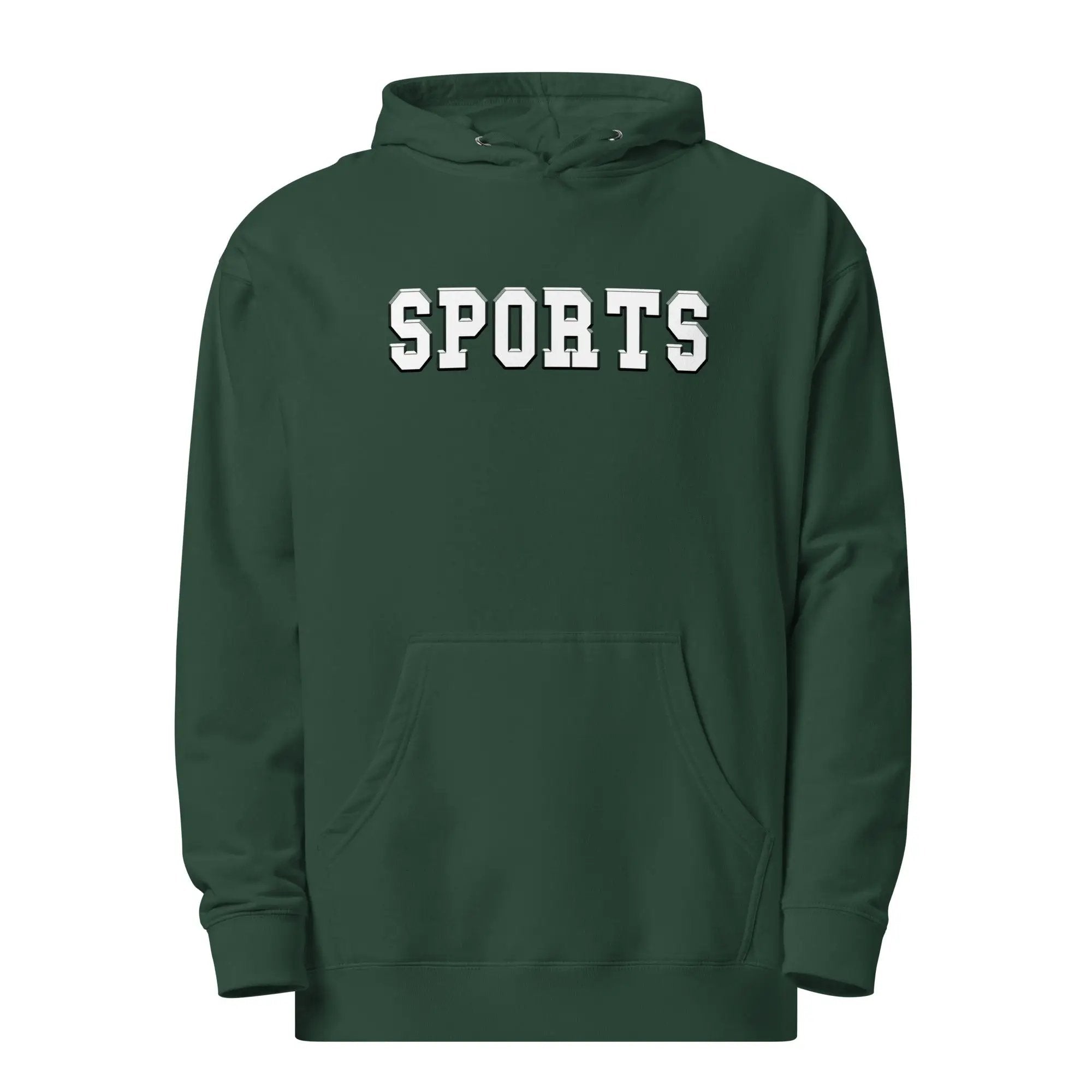 a green hoodie with the words sports on it