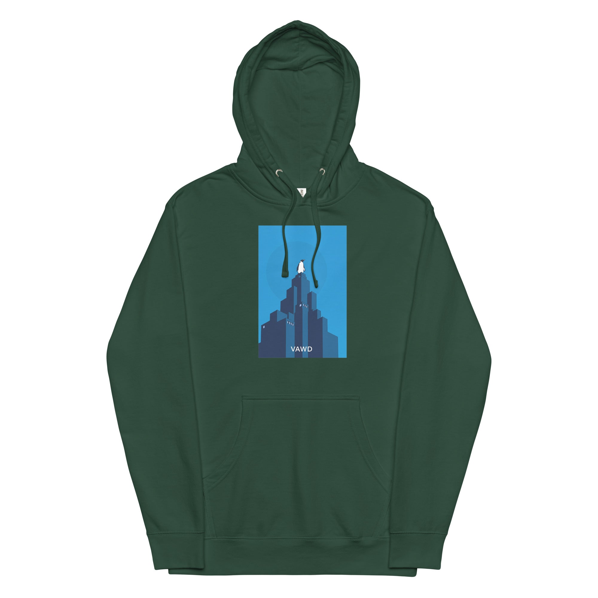 VAWDesigns Penguin City Hoodie – Inspired Album Art Graphic Hoodie for Men & Women, Cool Streetwear Urban Skyline