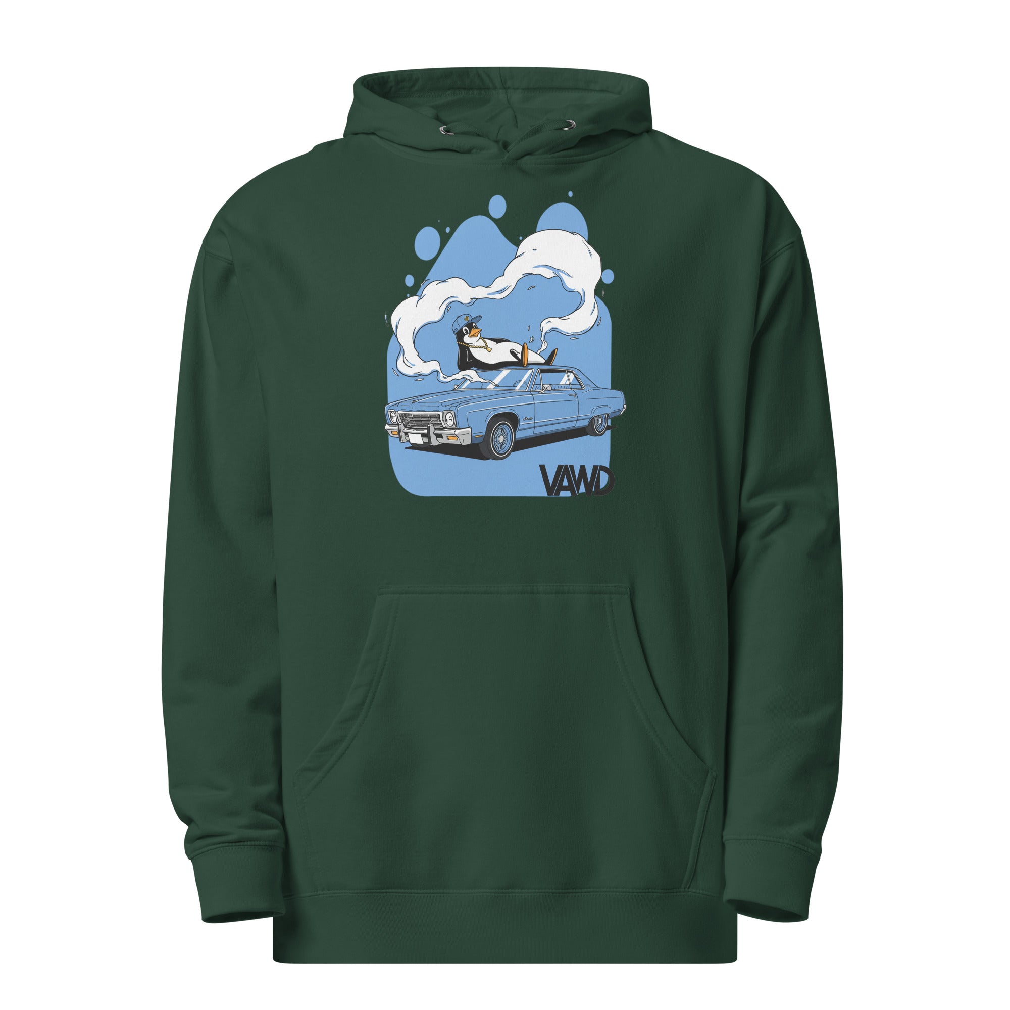 VAWD Lowrider Penguin Graphic Hoodie – West Coast Hip-Hop Classic Inspired Hoodie