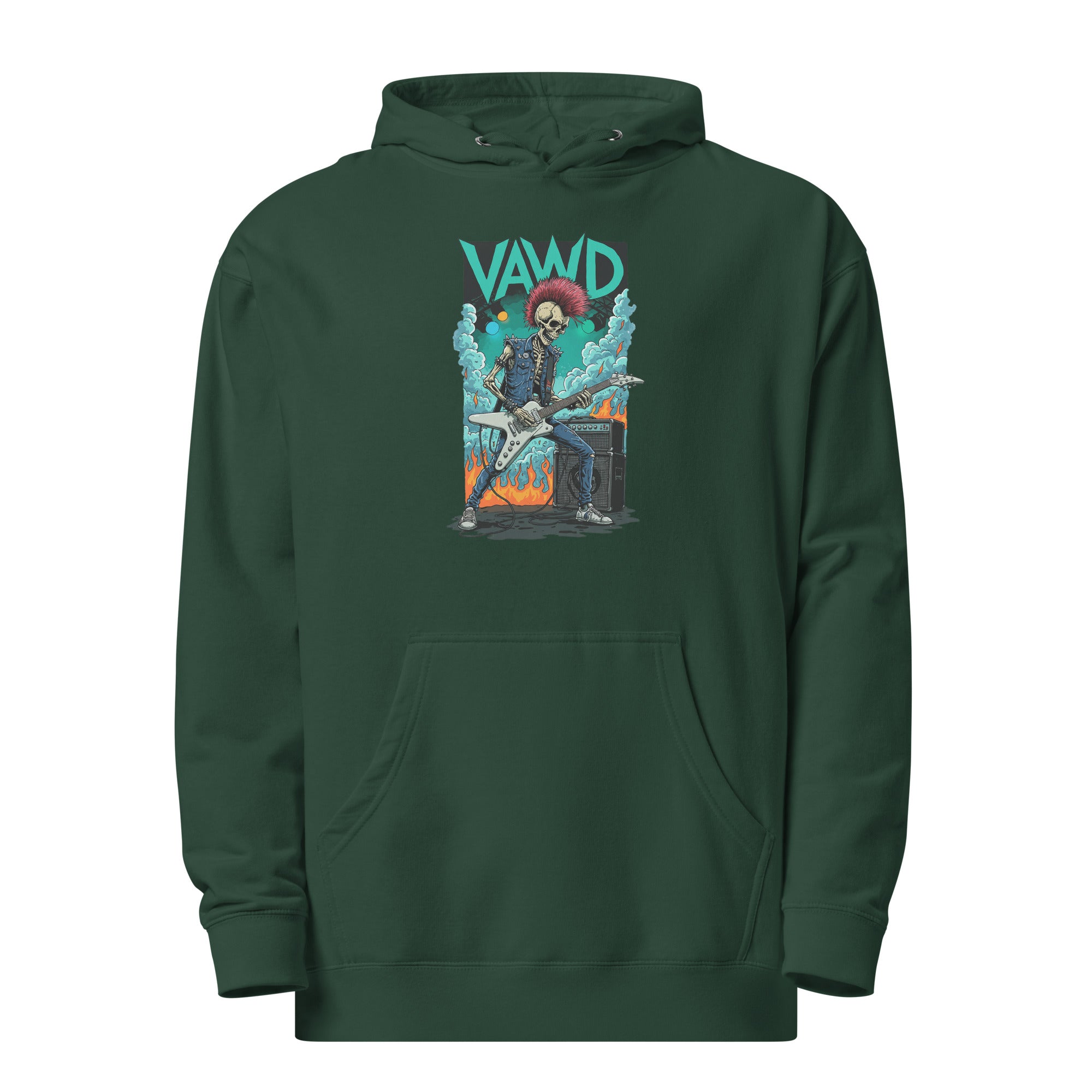 Punk Rock Skeleton Guitarist Graphic Hoodie