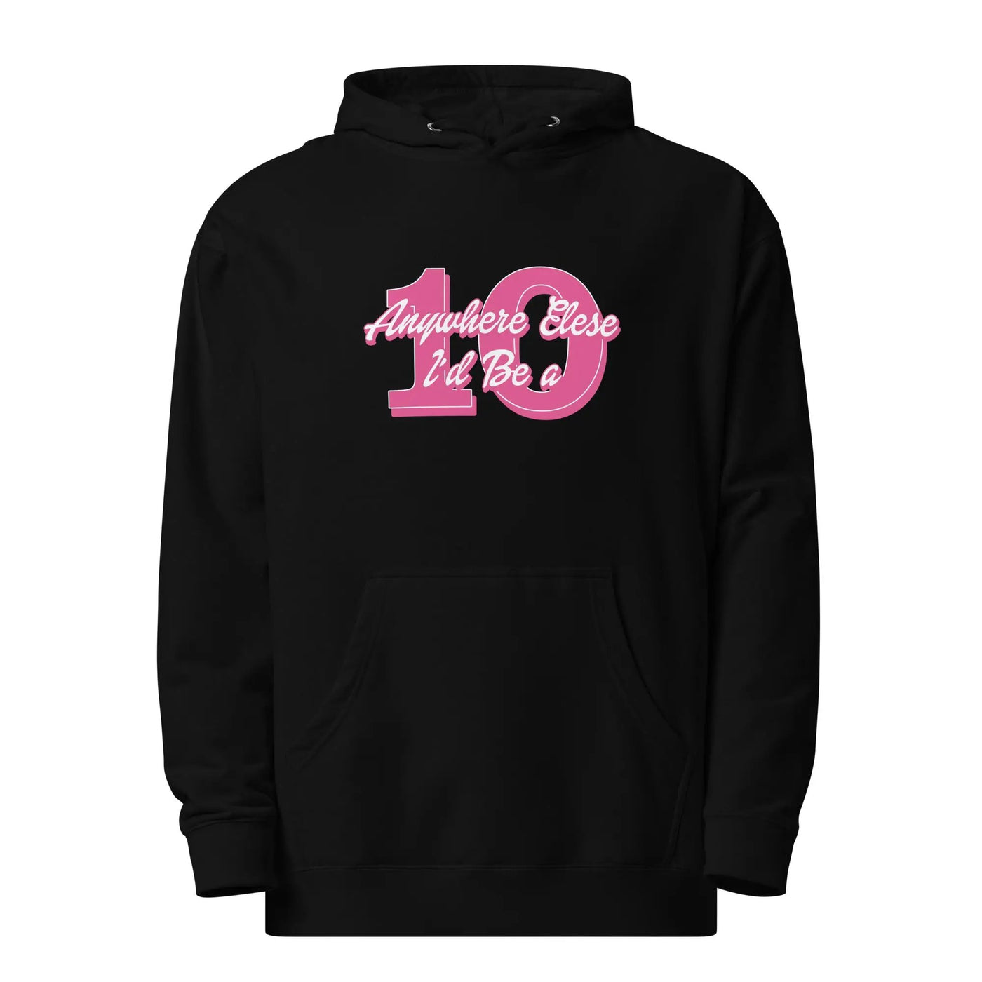 a black hoodie with a pink number on it