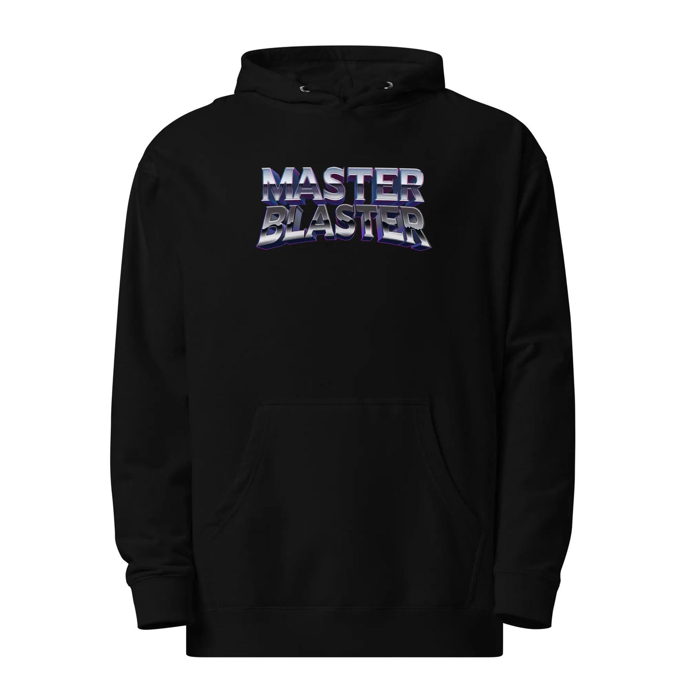 a black hoodie with the words master blaster printed on it