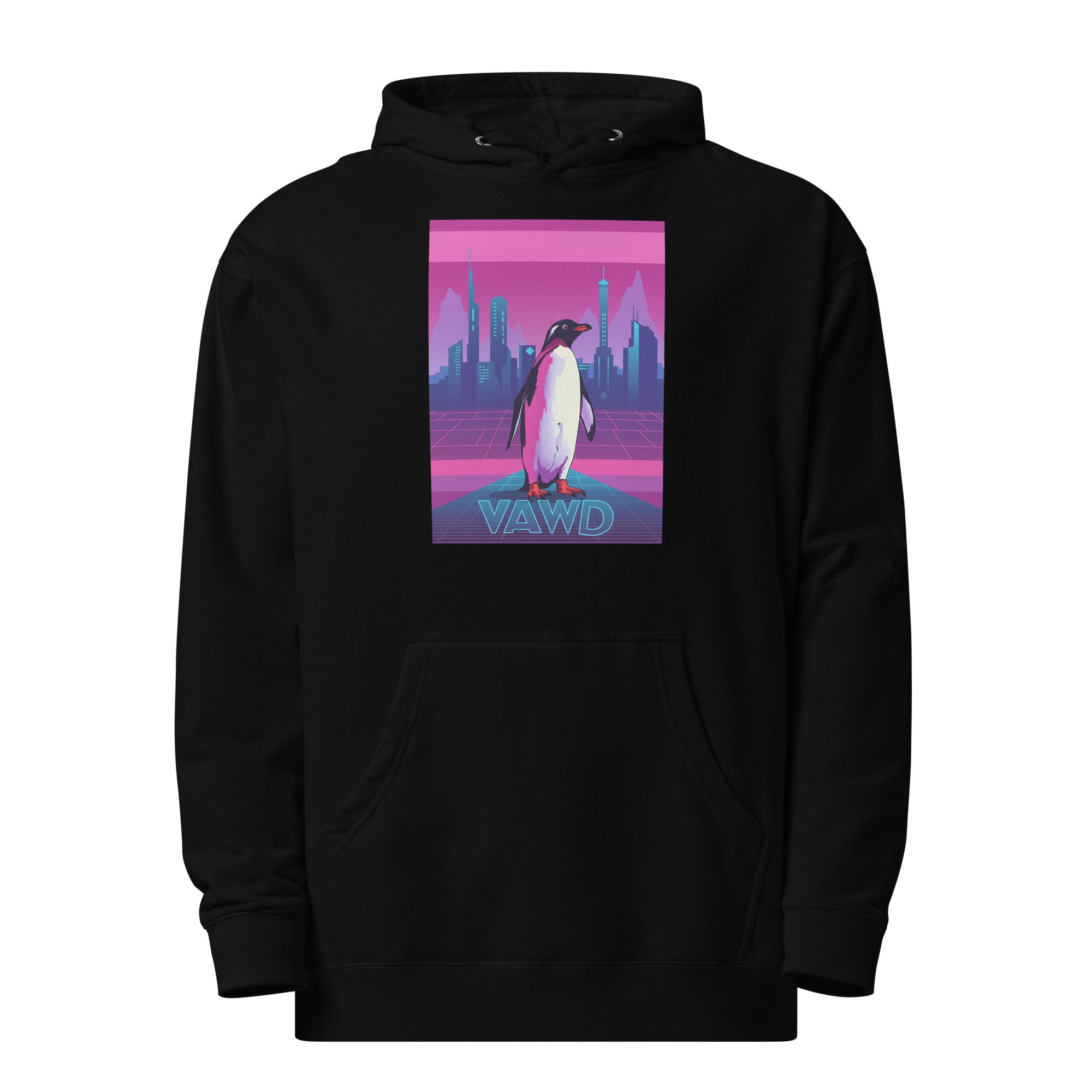 VAWD Cyber Penguin Hoodie – Retro Futuristic Synthwave Inspired Hoodie