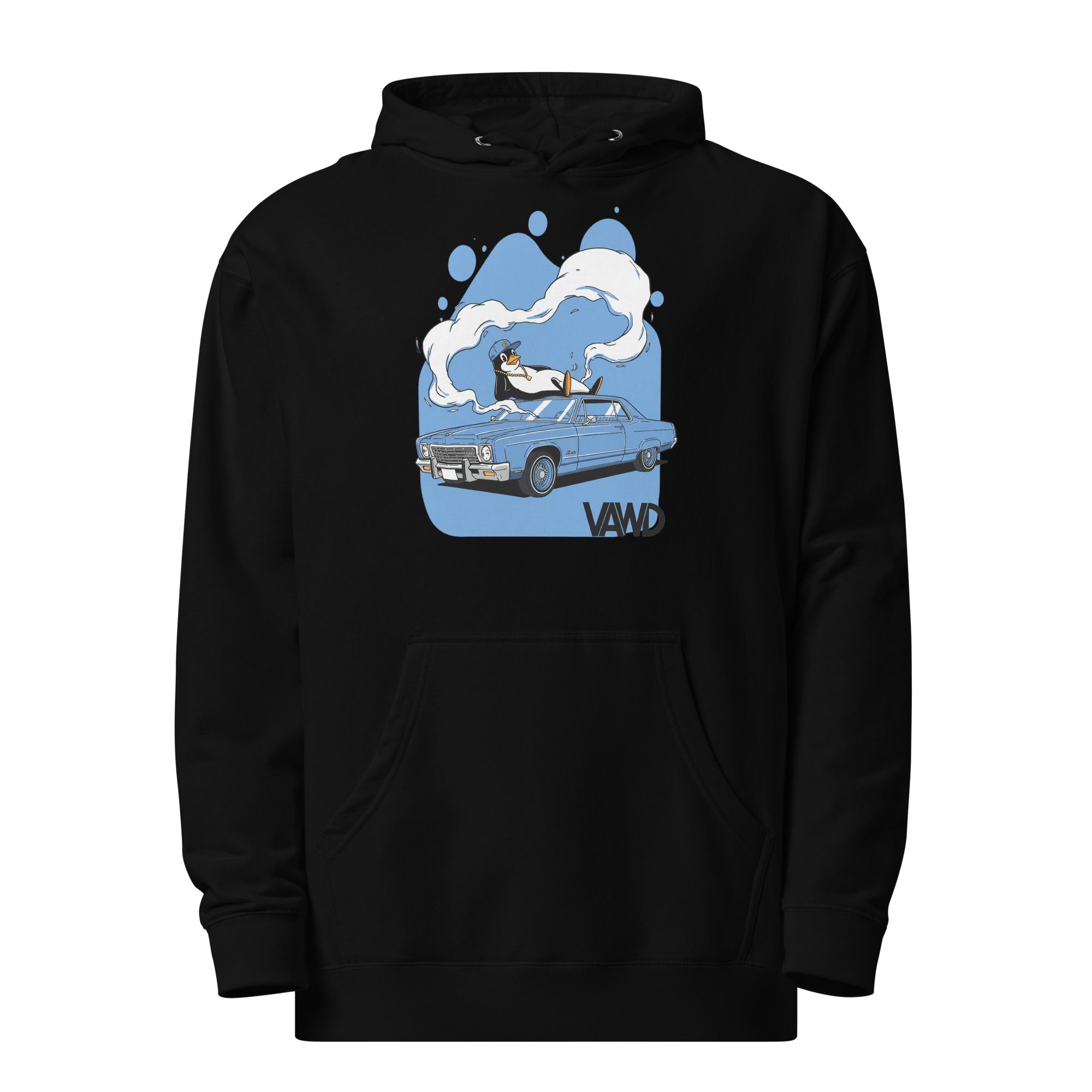 VAWD Lowrider Penguin Graphic Hoodie – West Coast Hip-Hop Classic Inspired Hoodie