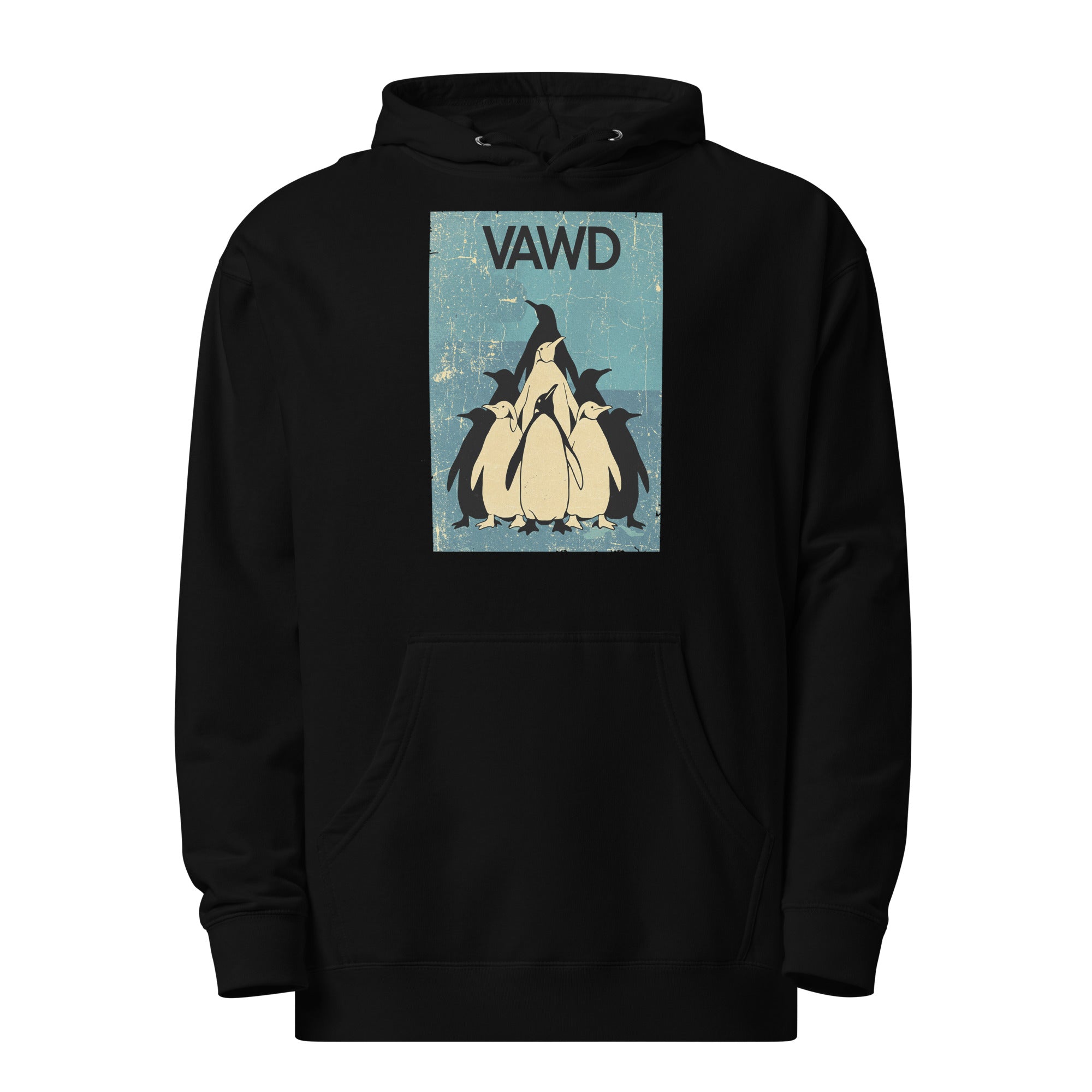 VAWD Penguin Flock Graphic Hoodie – Vintage Rock Poster Inspired Hoodie