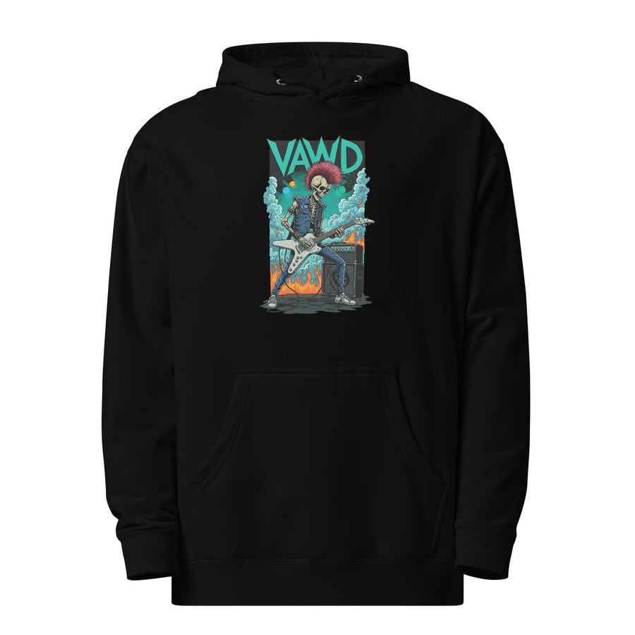 Punk Rock Skeleton Guitarist Graphic Hoodie