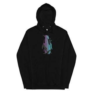 Unisex Midweight Hoodie with Prismatic Penguin Design