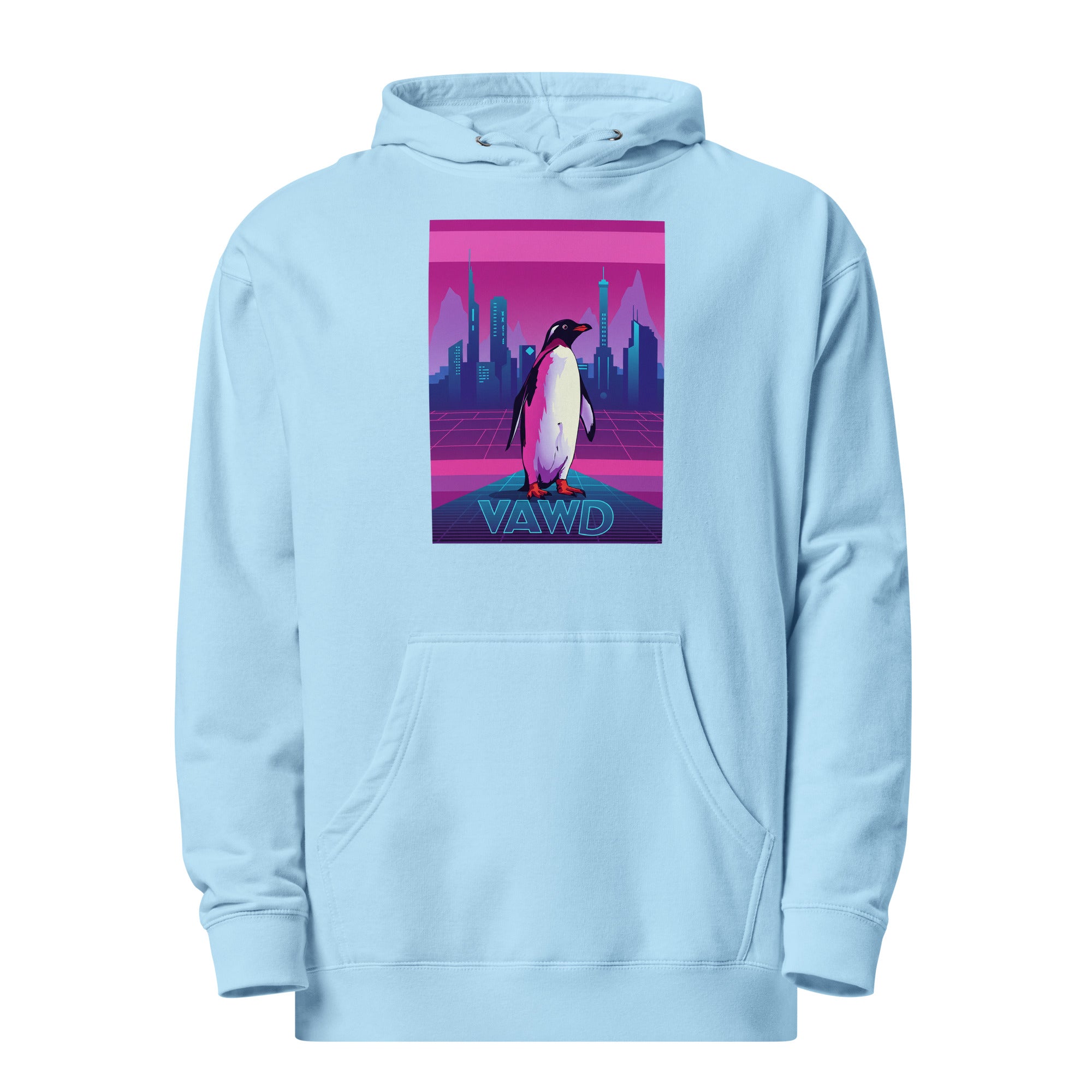 VAWD Cyber Penguin Hoodie – Retro Futuristic Synthwave Inspired Hoodie
