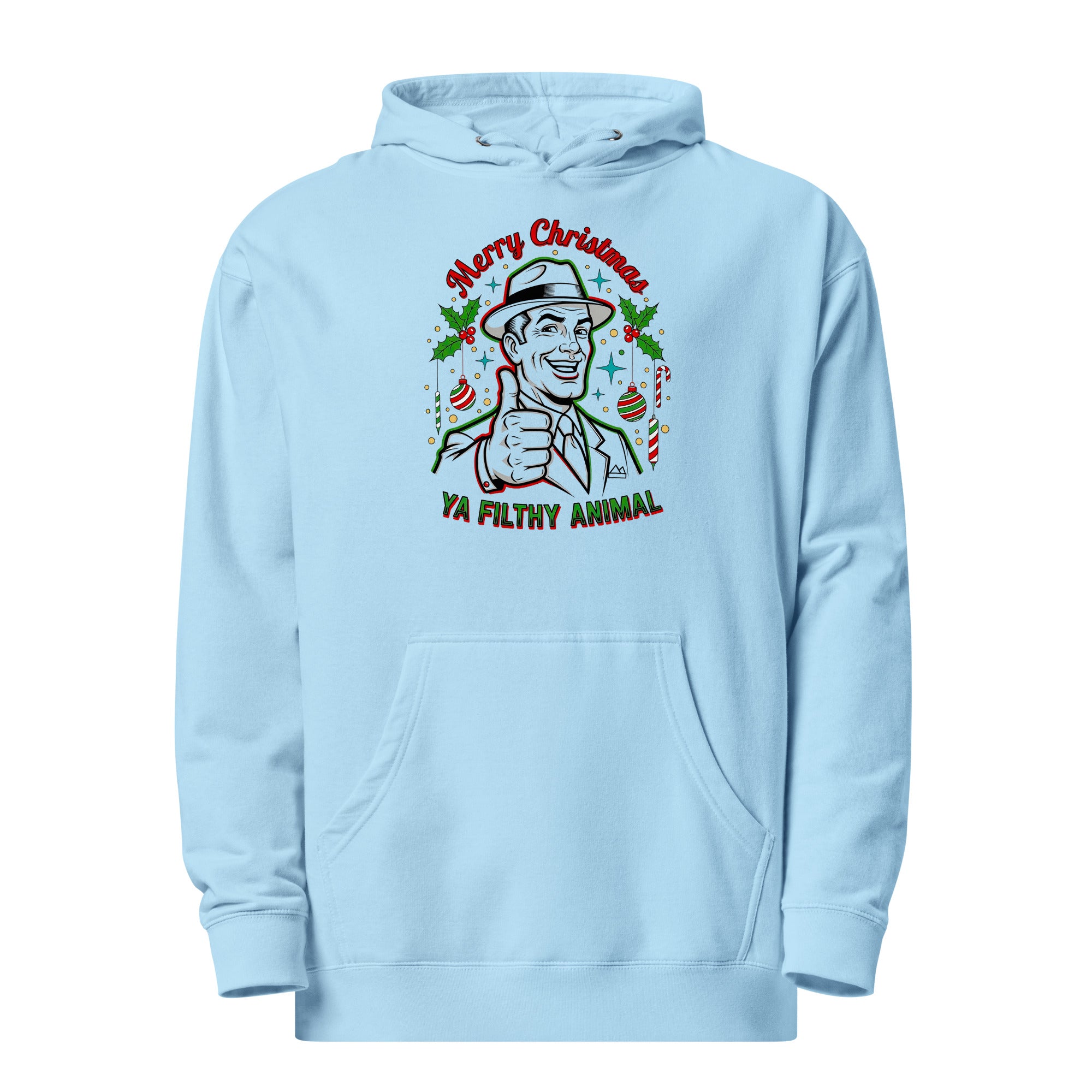 Merry Christmas Ya Filthy Animal – Retro Mobster Christmas Unisex midweight hoodie
