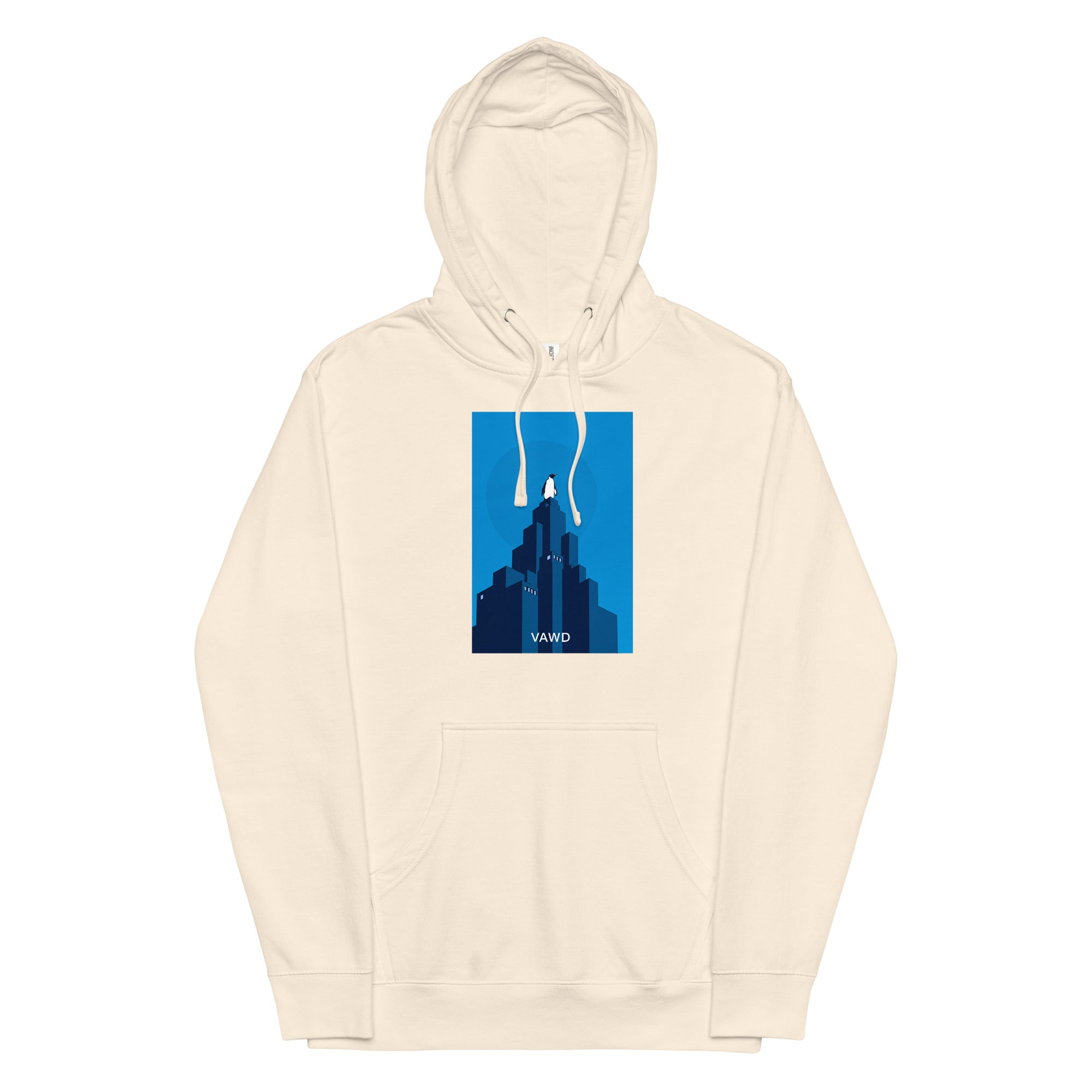 VAWDesigns Penguin City Hoodie – Inspired Album Art Graphic Hoodie for Men & Women, Cool Streetwear Urban Skyline