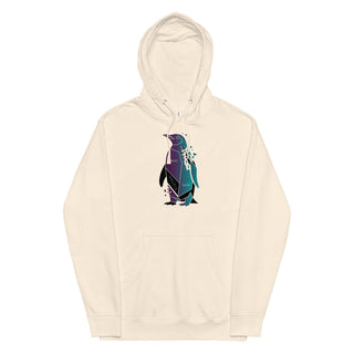 Unisex Midweight Hoodie with Prismatic Penguin Design