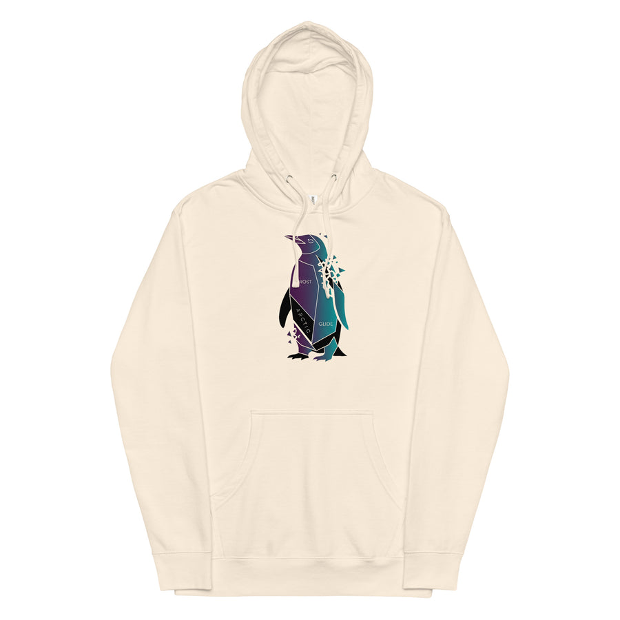Unisex Midweight Hoodie with Prismatic Penguin Design