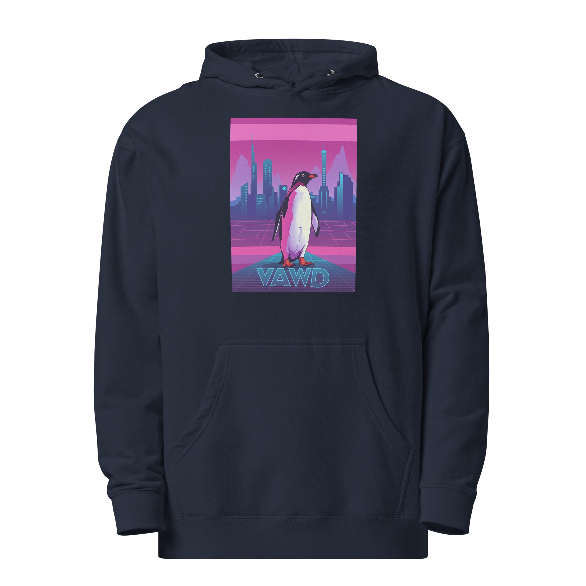 VAWD Cyber Penguin Hoodie – Retro Futuristic Synthwave Inspired Hoodie