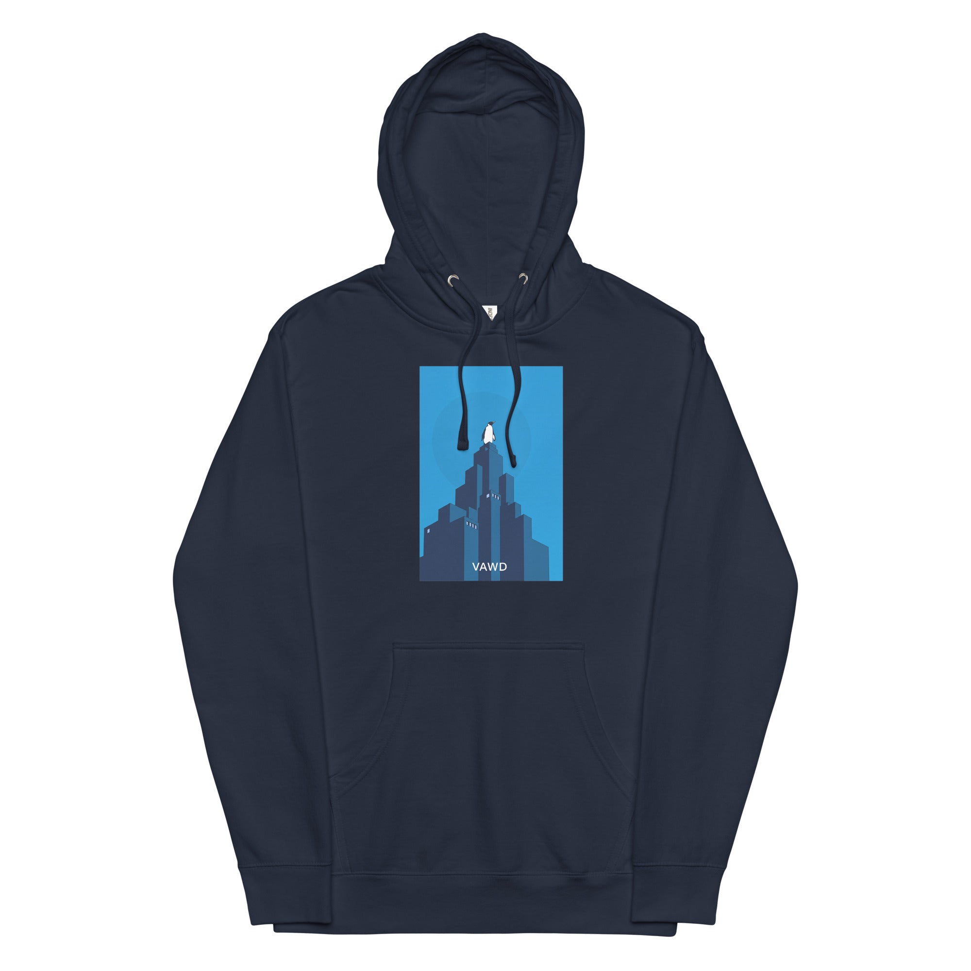 VAWDesigns Penguin City Hoodie – Inspired Album Art Graphic Hoodie for Men & Women, Cool Streetwear Urban Skyline
