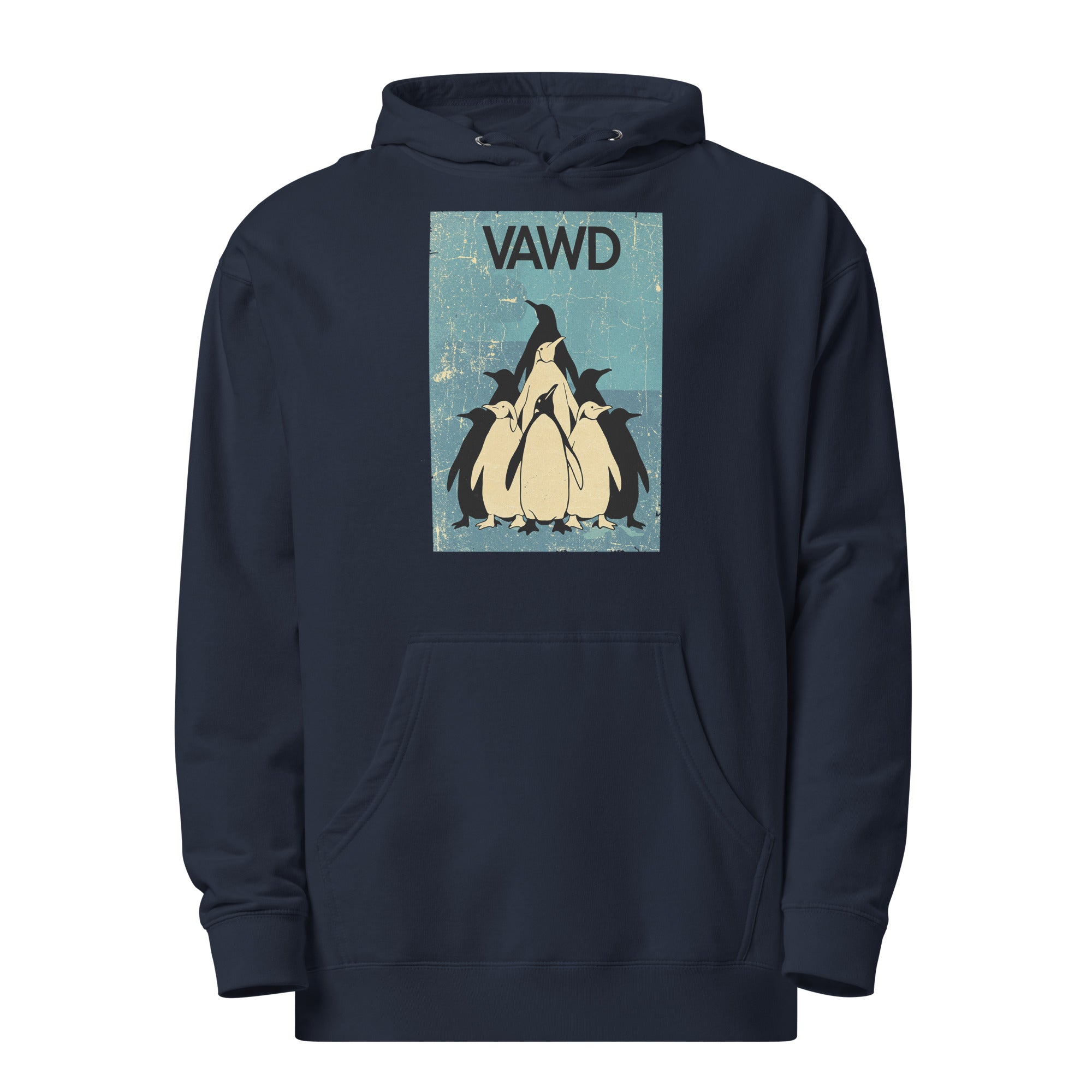 VAWD Penguin Flock Graphic Hoodie – Vintage Rock Poster Inspired Hoodie