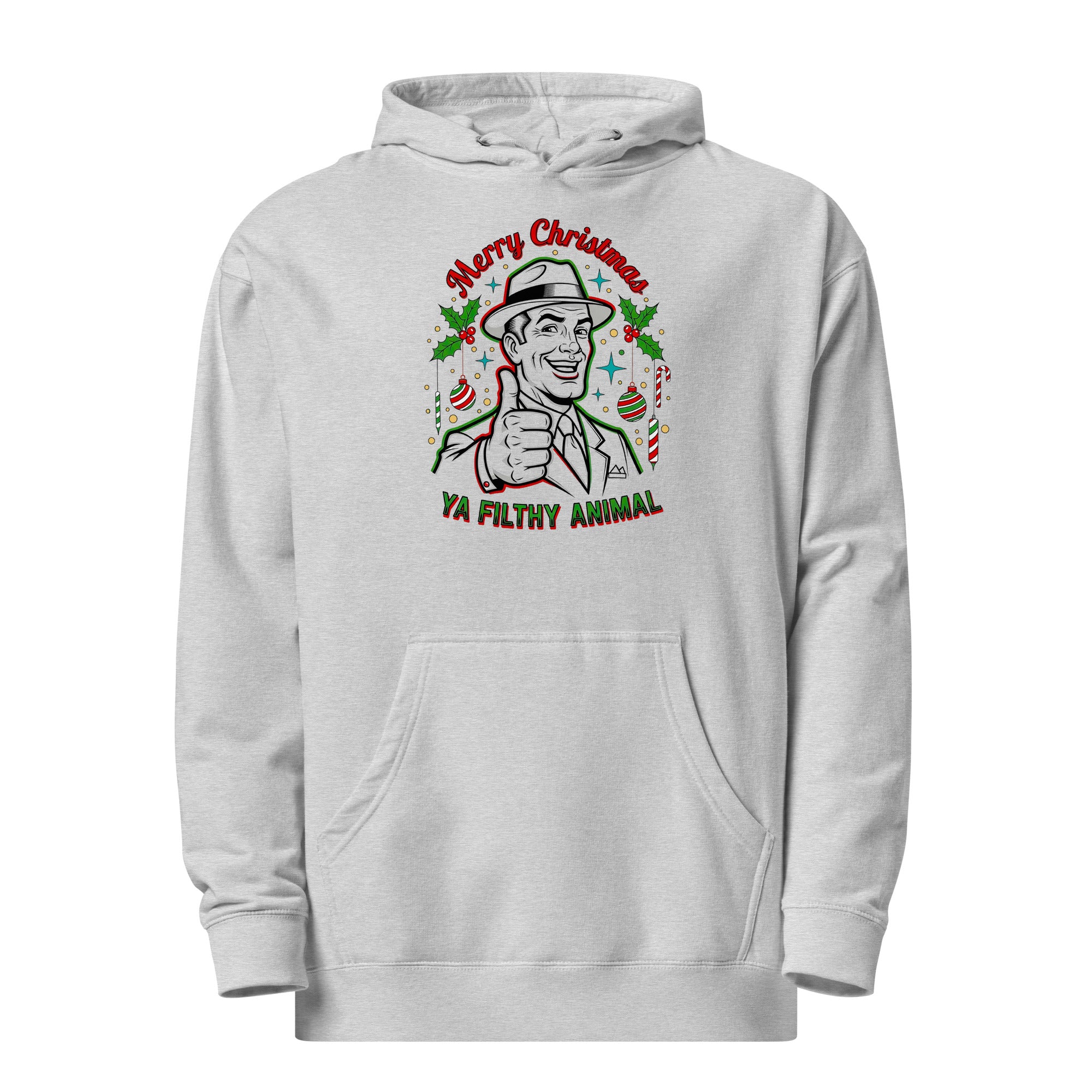 Merry Christmas Ya Filthy Animal – Retro Mobster Christmas Unisex midweight hoodie