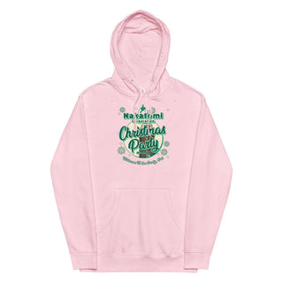 a pink hoodie with the words christmas party on it