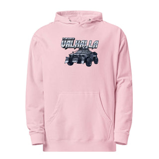 a pink hoodie with an image of a jeep on it