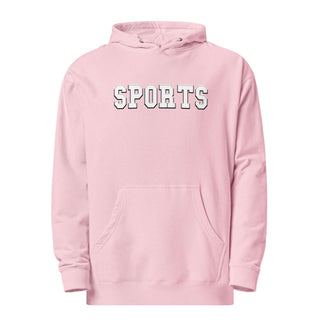 a pink hoodie with the words sports on it