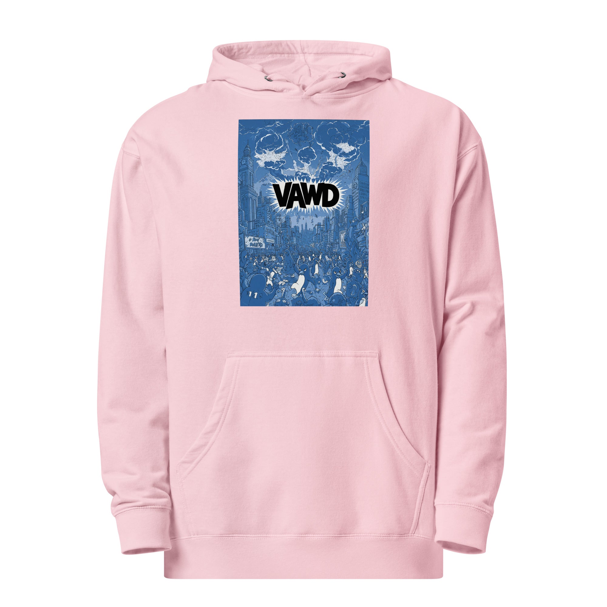 VAWD Penguin Chaos Graphic Hoodie – Retro Punk Album Art Inspired Hoodie