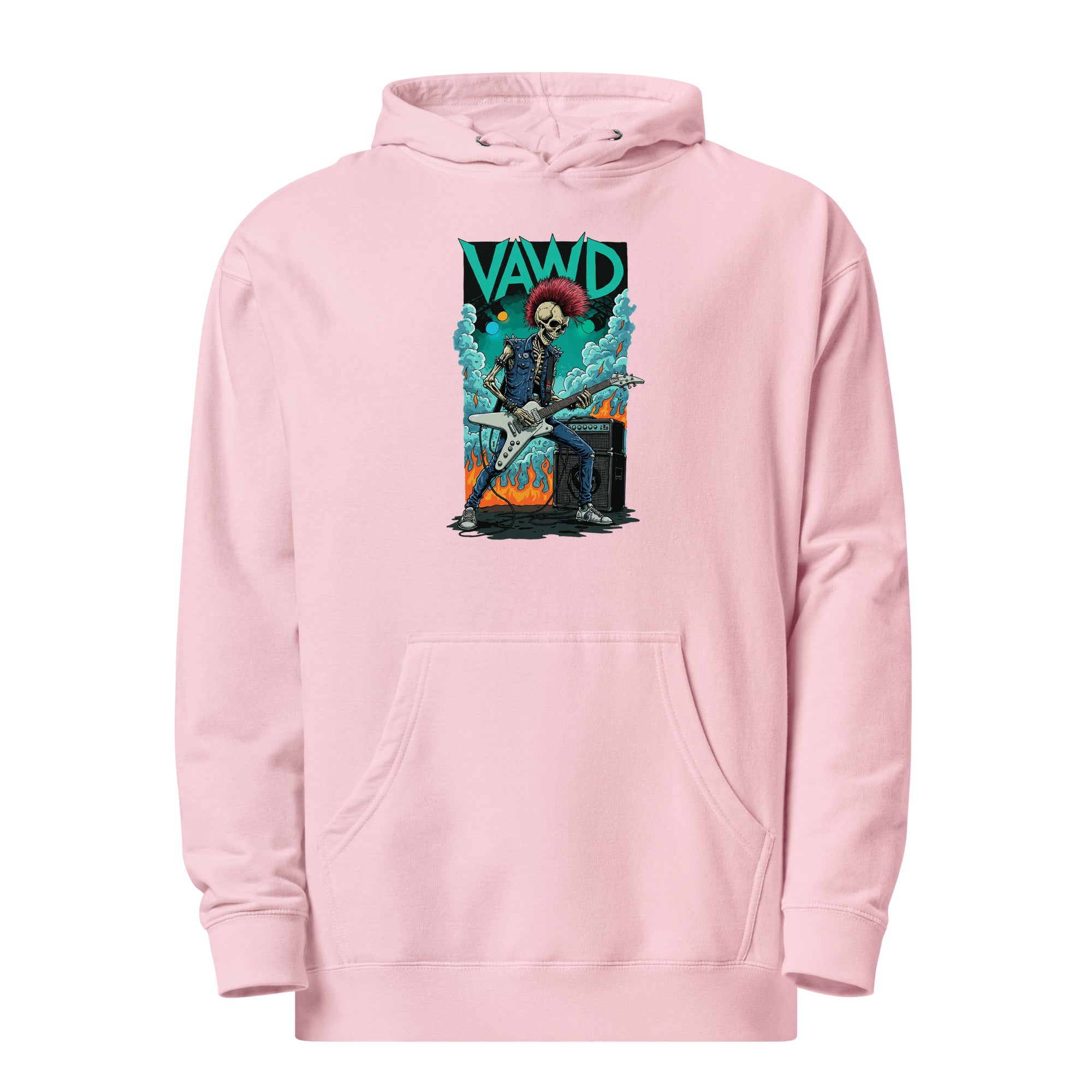 Punk Rock Skeleton Guitarist Graphic Hoodie