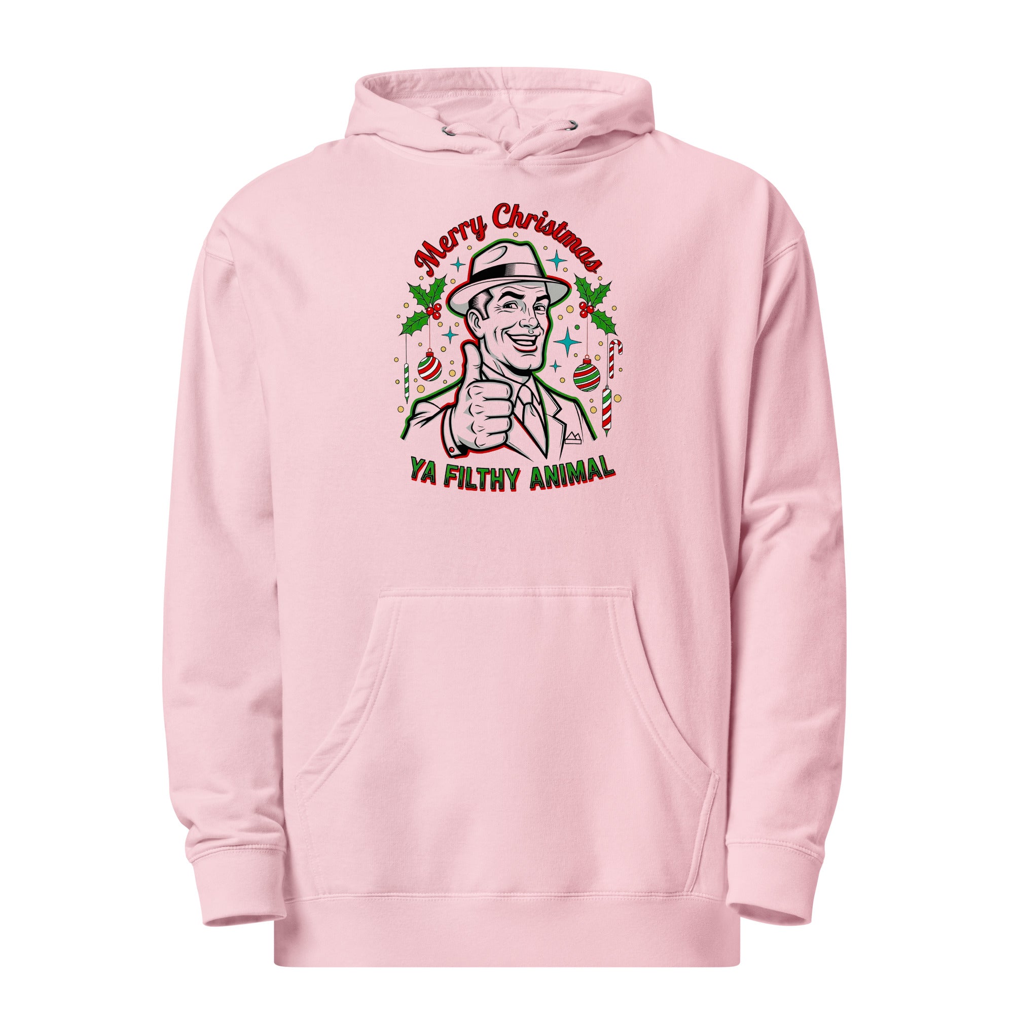 Merry Christmas Ya Filthy Animal – Retro Mobster Christmas Unisex midweight hoodie