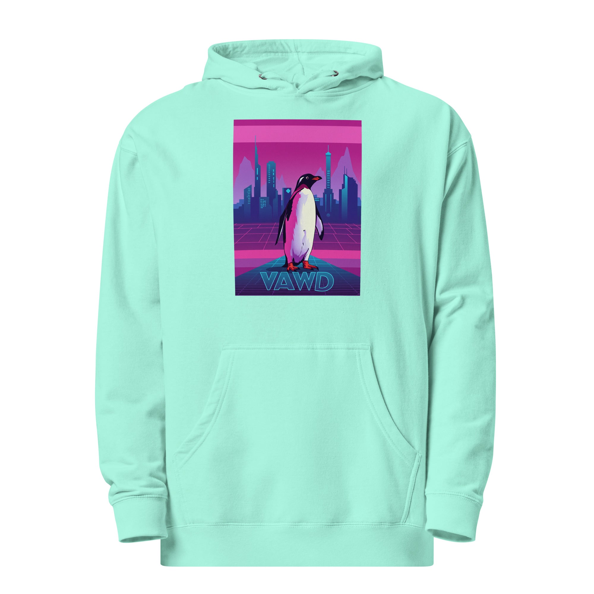 VAWD Cyber Penguin Hoodie – Retro Futuristic Synthwave Inspired Hoodie