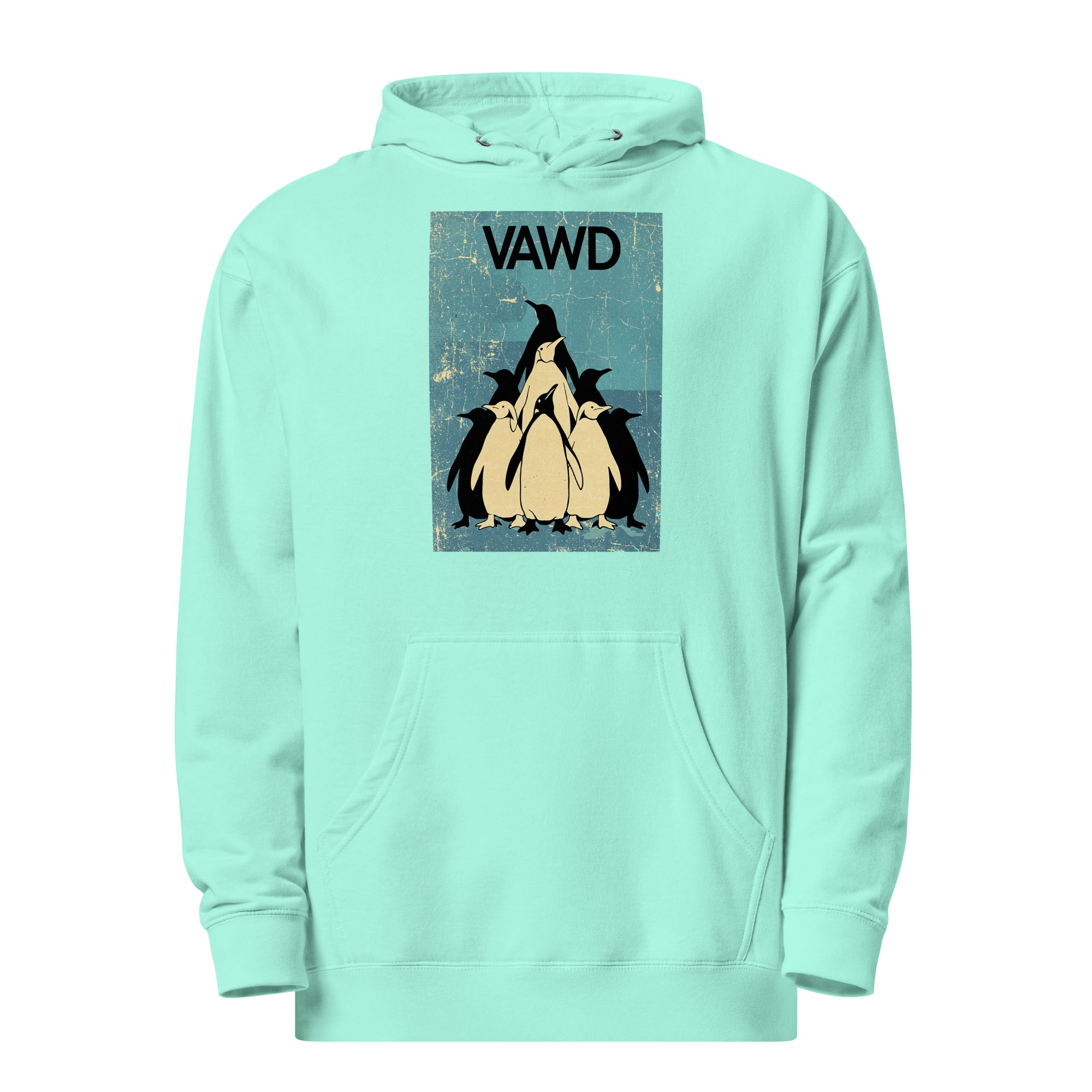 VAWD Penguin Flock Graphic Hoodie – Vintage Rock Poster Inspired Hoodie