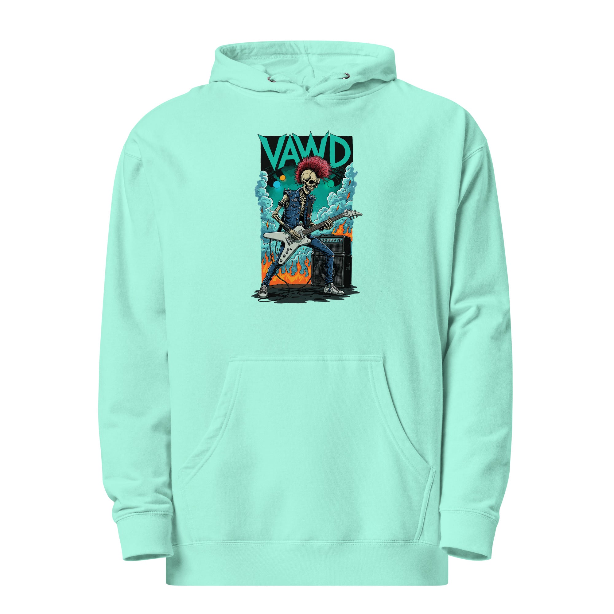 Punk Rock Skeleton Guitarist Graphic Hoodie