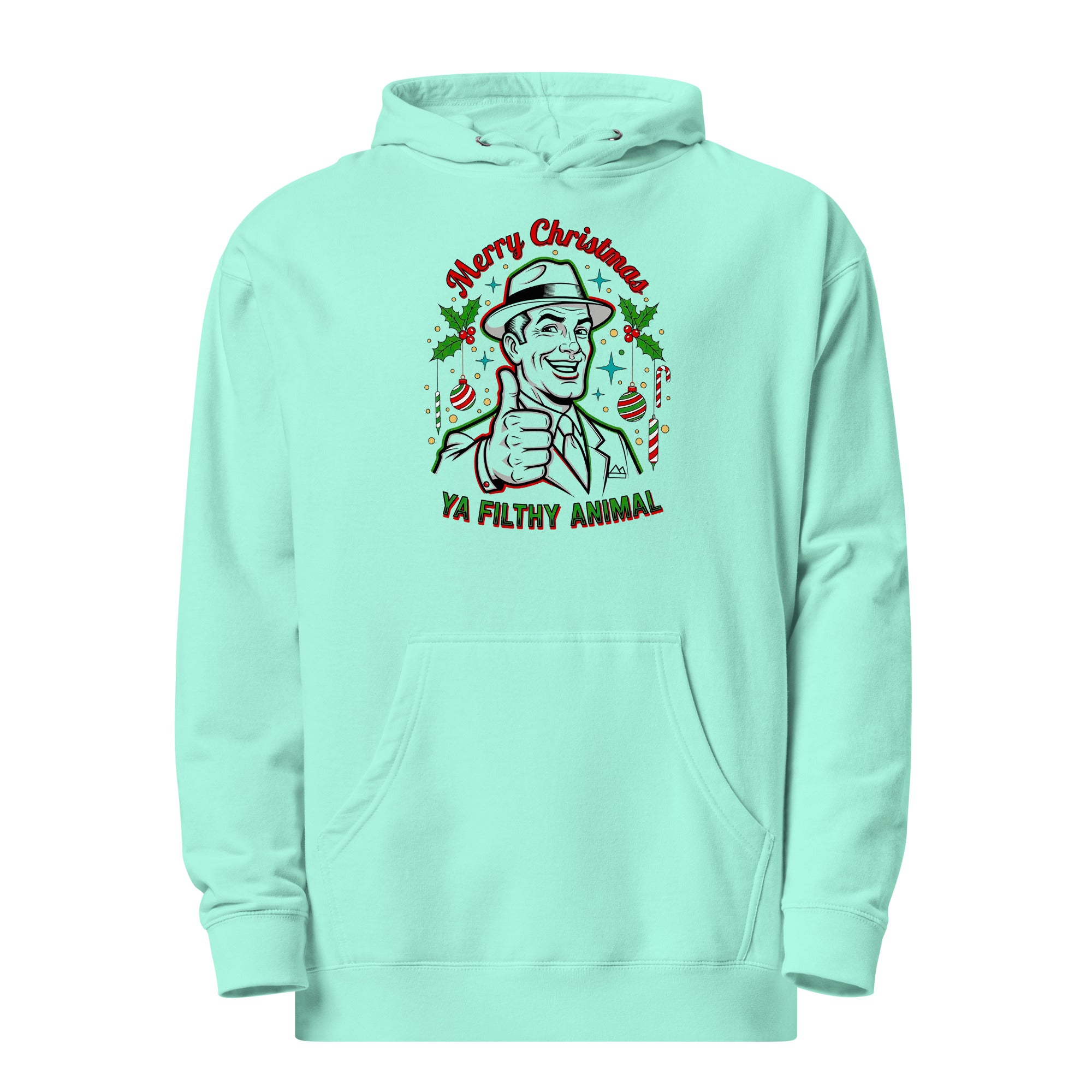 Merry Christmas Ya Filthy Animal – Retro Mobster Christmas Unisex midweight hoodie
