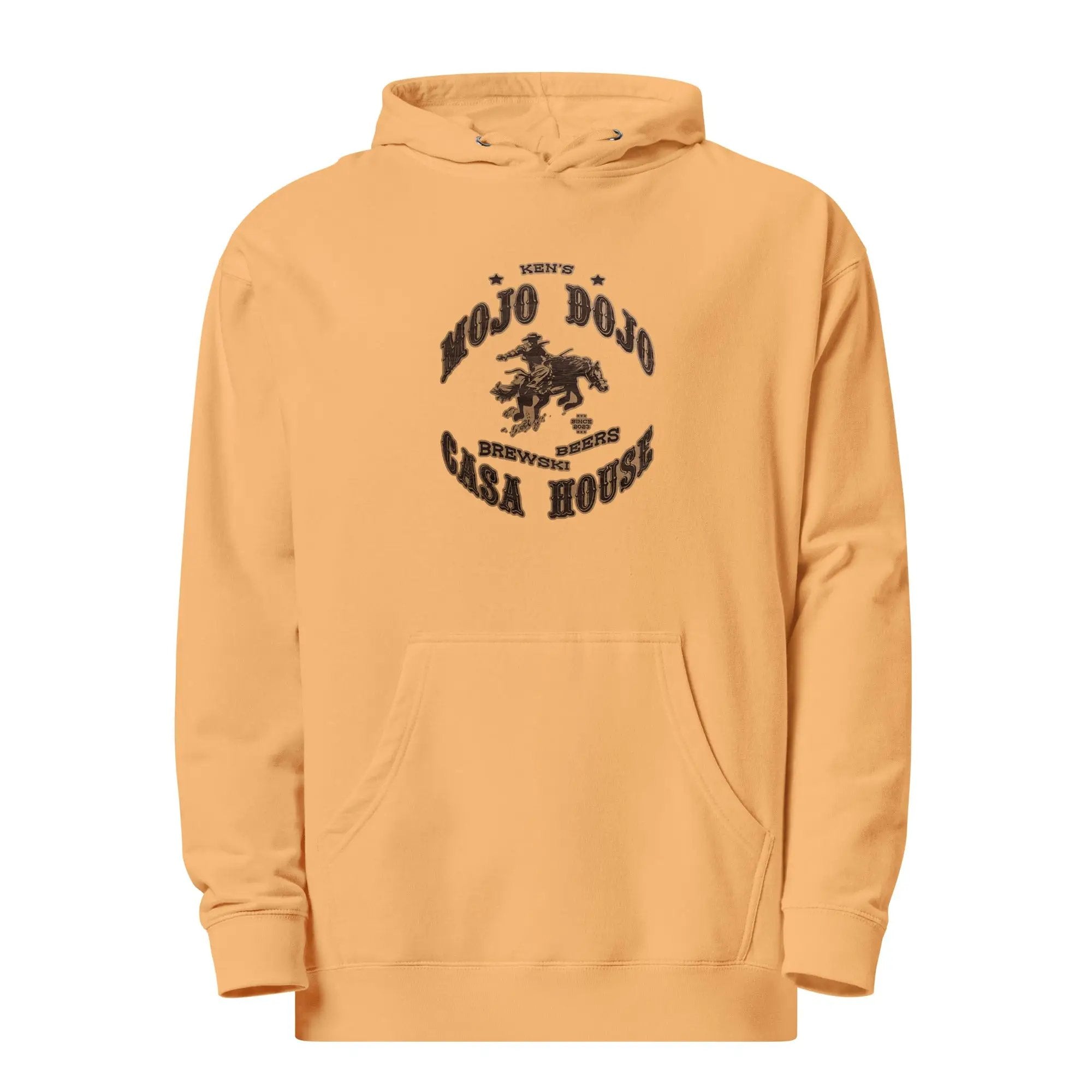 a yellow hoodie with a horse on it