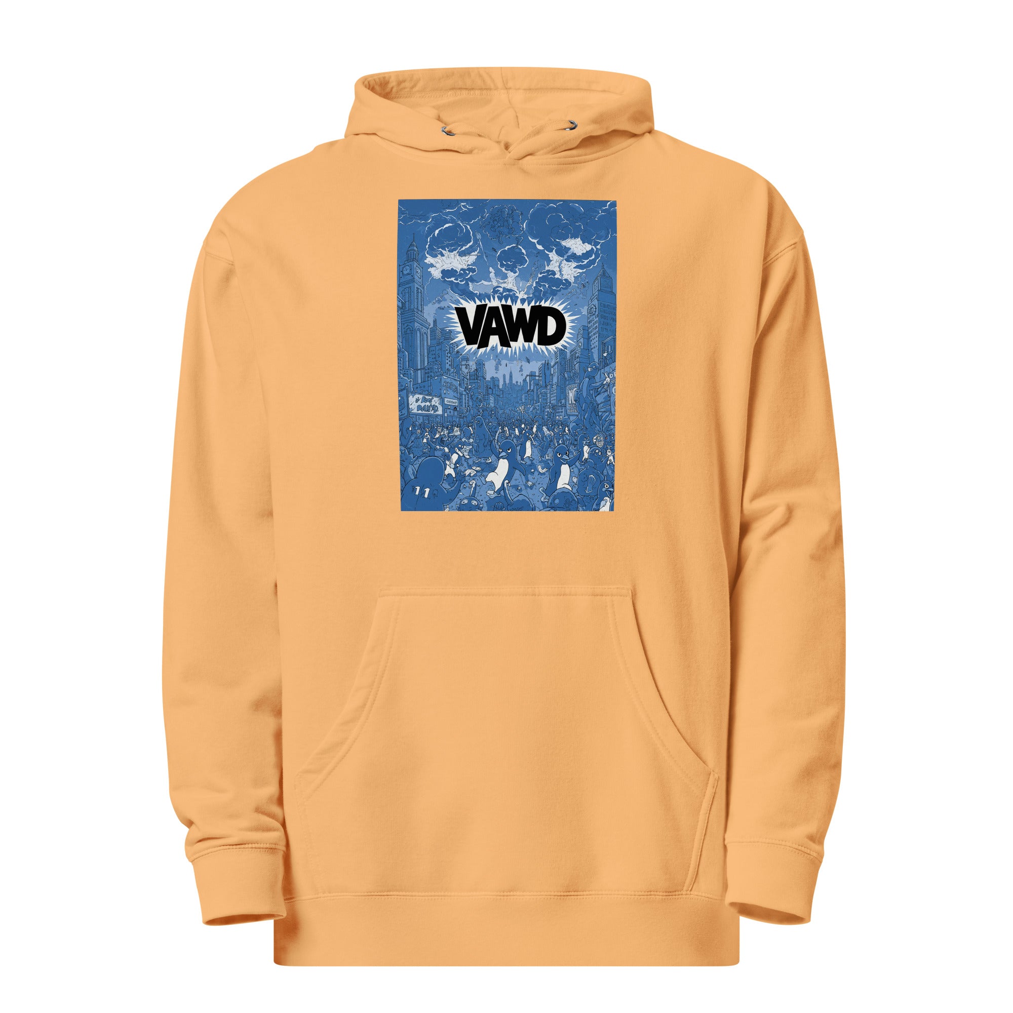VAWD Penguin Chaos Graphic Hoodie – Retro Punk Album Art Inspired Hoodie