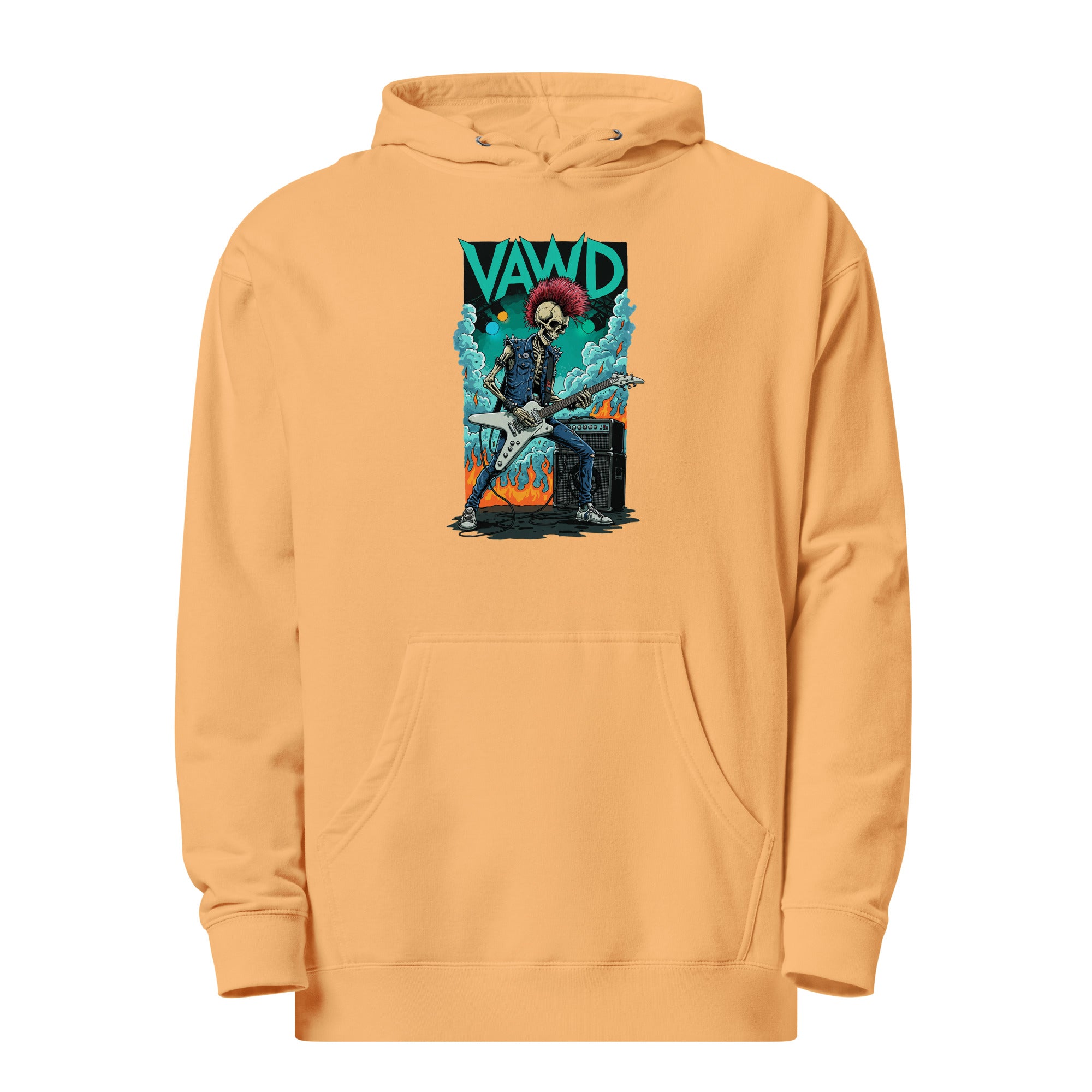 Punk Rock Skeleton Guitarist Graphic Hoodie