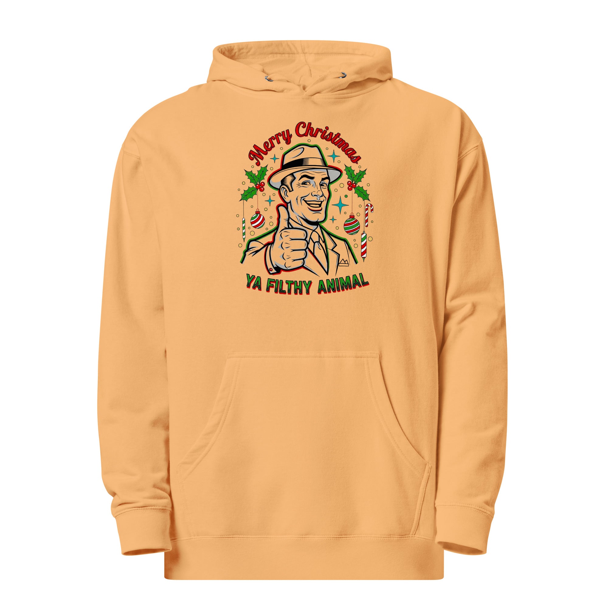 Merry Christmas Ya Filthy Animal – Retro Mobster Christmas Unisex midweight hoodie