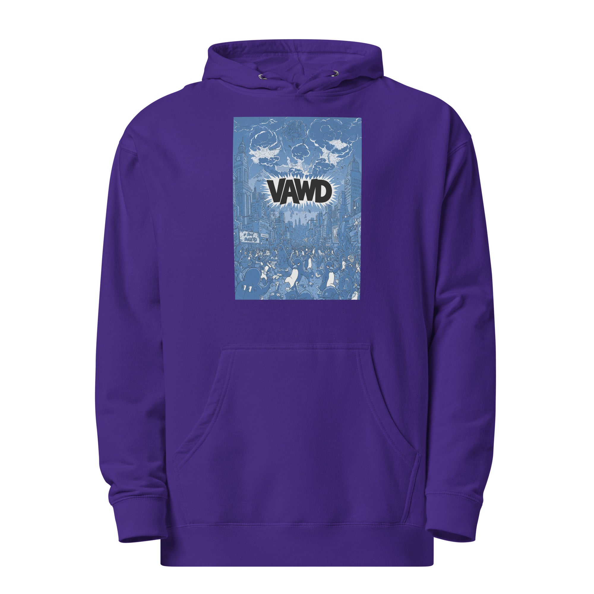 VAWD Penguin Chaos Graphic Hoodie – Retro Punk Album Art Inspired Hoodie