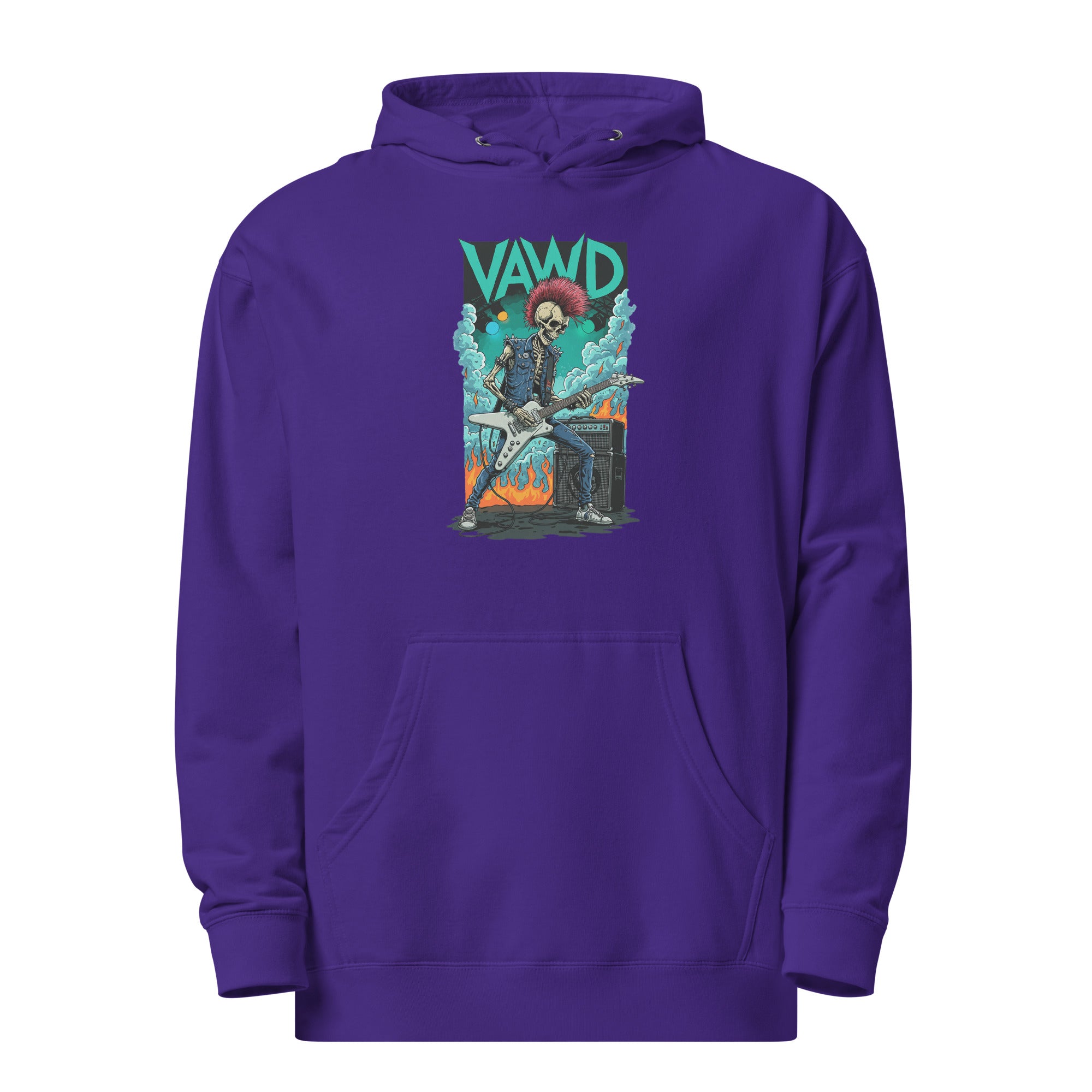 Punk Rock Skeleton Guitarist Graphic Hoodie
