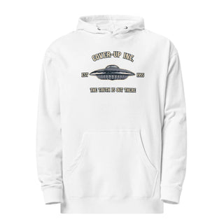 a white hoodie with the words over it