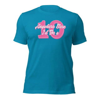 a blue t - shirt with the number nine on it