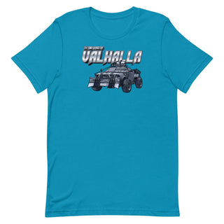 a blue t - shirt with a car on it