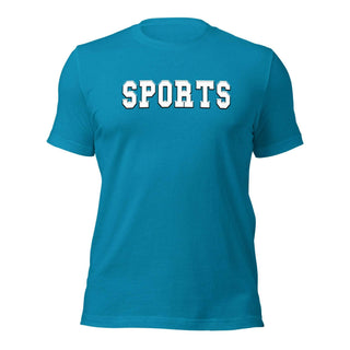 a blue t - shirt with the words sports on it