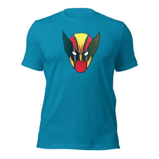a blue t - shirt with an image of a demon's head